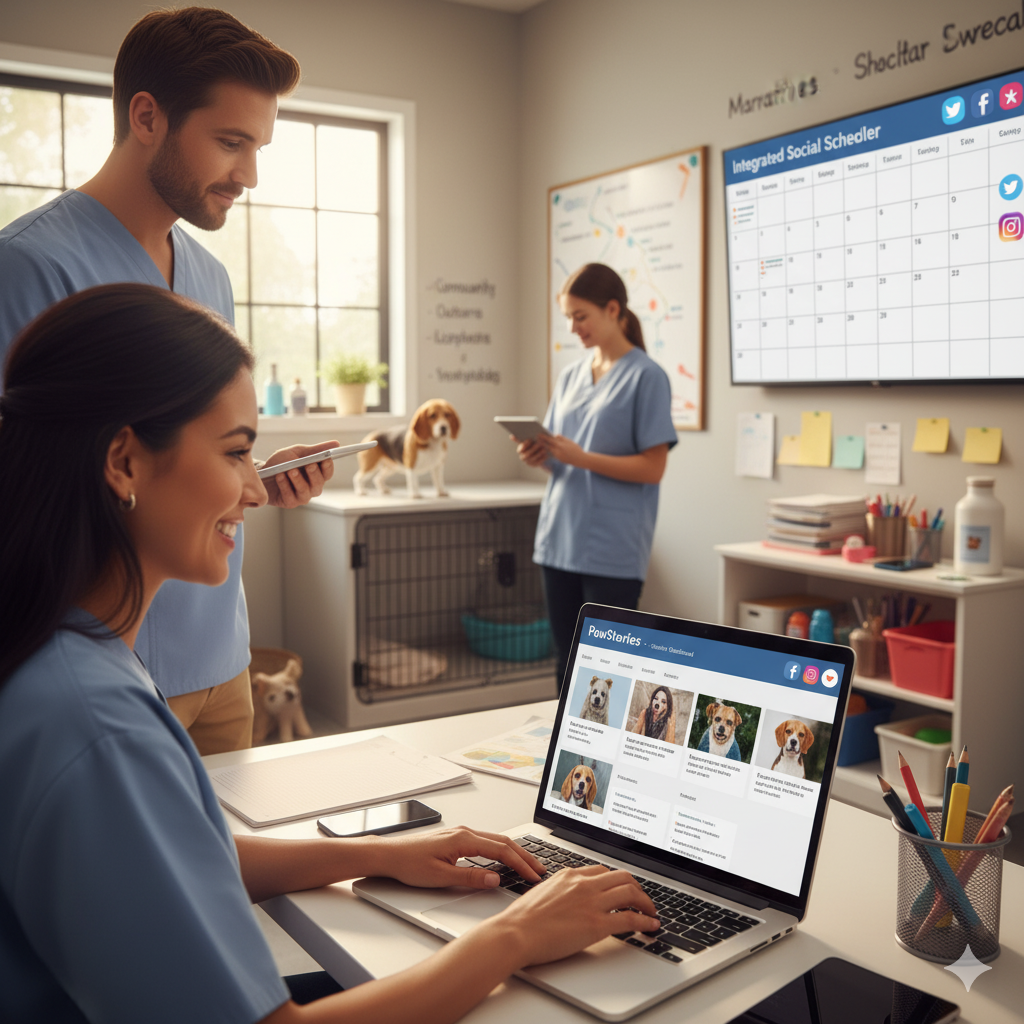 Shelter staff using tablet